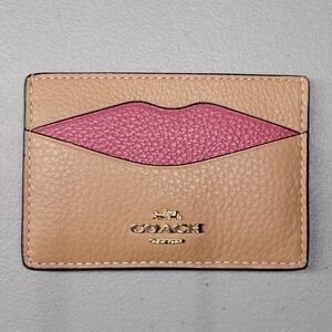 COACH Lip Slim Card Case CW926 Gold/Latte Mult NWT
